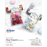 Printable Bag Toppers w/Bags, Rectangle, 1-3/4" x 5", White, 40Pk