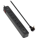 Surge Protector with USB (450 Joules, Black) 6-Outlet