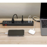 Surge Protector with USB (450 Joules, Black) 6-Outlet