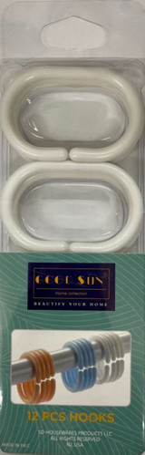 Bathroom Curtains Hooks 12Pk