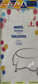 Tablecover 84" White Round/Plastic