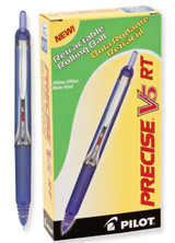 Pen Precise V5 Retractable Rolling Ball-Xtra Fine/Blue (Dozen)