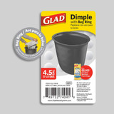 Wastebasket-Dimple Surface w/Bag Ring/Gray 4.5 Gallons (GLAD)