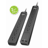 SurgeArrest 6 Outlets with 2 Port USB Charger, and 6 Outlets with 6 Foot Cord, 120V