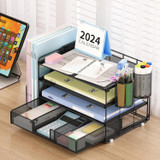 Desk Organizer, 4-Tier Organizer w/2 Pen Holders