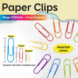 Paper Clips-Assorted Colors (Vynil Coated)/Mega Size 10ct.