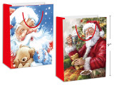 Xmas Traditional Glossy Giftbag - Medium. Glossy Finish w/PP Handle. 2 Asst. Country of origin: CN