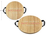 11.75in (D) Xmas Round MDF Grain Serving Tray w/ Leather Handles. Colour Label. Country of origin: CN