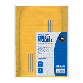 Bubble Mailers-Self-Seal 6"x 9.25" (#0) 4Pk