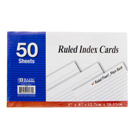 Index Cards 5"x 8" Ruled/White 50Pk