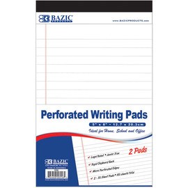 Writting Pad 5"x 8" White/Perforated 2Pk