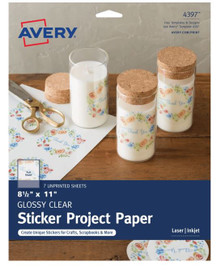 Sticker Project Paper Laser/Inkjet 8-1/2" x 11" Glossy Clear 7 Sheets