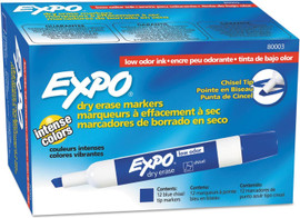 Dry Erase Expo Markers 12Pk Blue/Chisel Tip