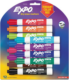 Dry Erase Markers Assorted Colors/Chisel Tip EXPO 12Pk