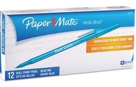 Pen Paper Mate  Write Bros Ball Point Blue/Medium 12Pk