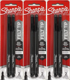 Pen Sharpie-Felt Tip Fine/Black 2Pk