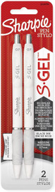 Pen Sharpie S-Gel Medium/Black (White Barrel) 2Pk