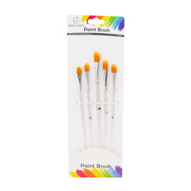 Brush Set w/Flat Round End & Clear Handle 5Pk