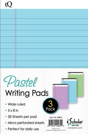 Writing Pad 5 x 8" Assorted Colors 3Pk