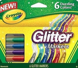Markers-Glitter 6Pk