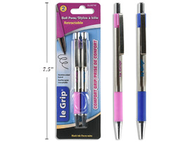 Ball Point Pen/Retractable-Stainless Steel Black 2Pk