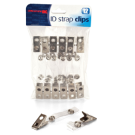 ID Badge Clip w/Strap 12 Pk