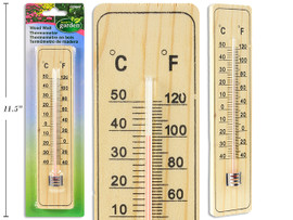 Thermometer 8-5/8" Wood/Wall