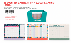 2025 Monthly Calendar W/Magnet 11" x 8.5"
