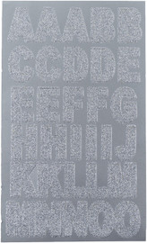 Alphabet Stickers 1"-Silver Glitter 2 Sheets 64Ct.