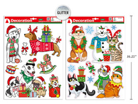 Cling Xmas Pet Glitter Window Clings (MOQ:18)