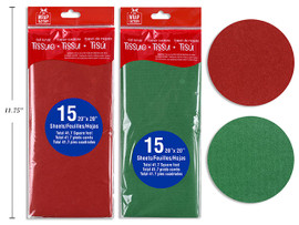 Tissue Xmas Red/Green 15 Sheets 20in x 20in (MOQ:12)