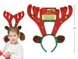 Reindeer Headband Antler w/Bells 14.5in Felt (MOQ:12)