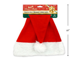 Santa Hat-Felt w/ Plush Fur Trim 17in (MOQ:12)