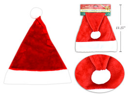 Hat Plush Santa Hat w/ White Plush Trim 17in (MOQ: 12)