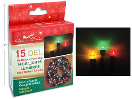 Light Set LED Multi-Coloured Rice Lights 15pk 8FT B/O (MOQ:12)