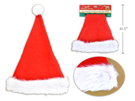 Hat Xmas Santa Felt Hat w/ Plush Fold Over Cuff 17in (MOQ:12)