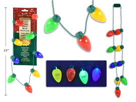 Light Bulb 9-LED Jumbo Xmas Necklace 38in (MOQ:12)