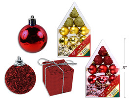 Ornaments Xmas Ball Assortments 12pk 40mm. 2 Asst (MOQ:12)