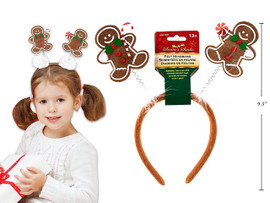 Headband- Gingerbread Man Felt Glitter 2-Layered 9.5in (MOQ:12)