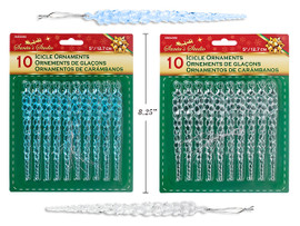Ornament Icicle 10pk 5in. 2 Asst. Colours: White / Blue. (MOQ:12)