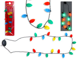 Necklace Xmas 8-LED Ugly Sweater Flashing 34in (MOQ:12)