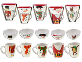 Mug Xmas Set/2 Xmas Stoneware Bowl Set. Incl: 1x 5.5in (MOQ:6)