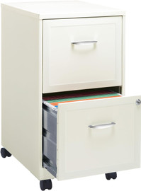 Vertical File Cabinet-2 Drawers, Mobile, Letter Size, White