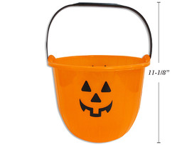 Plastic H'ween Pumpkin Pail w/Handle (MOQ:12)