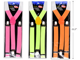 Neon Suspenders. 1in Width (2.5cm). 3 Asst. (MOQ:12)