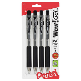 Pen Wow! Gel Medium/Black Retractable 4Pk (#24594 )