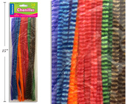 Chenille 20Pk-Stripped Assorted Colors 12"