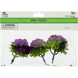 Tree-Mini 2.4" Purple Floral  3Pk