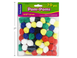 Pom Poms 3/4" Assorted Colors 70Pk