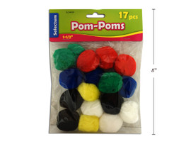 Pom Poms 1.5" Assorted Colors 17Pk